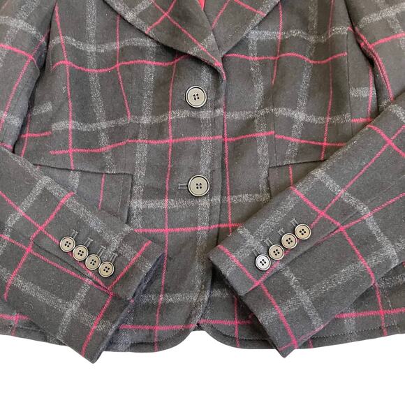 Talbots Sz 4P Kate Fit Wool Blend Plaid Fitted Blazer Single Breasted Careerwear - Picture 11 of 16